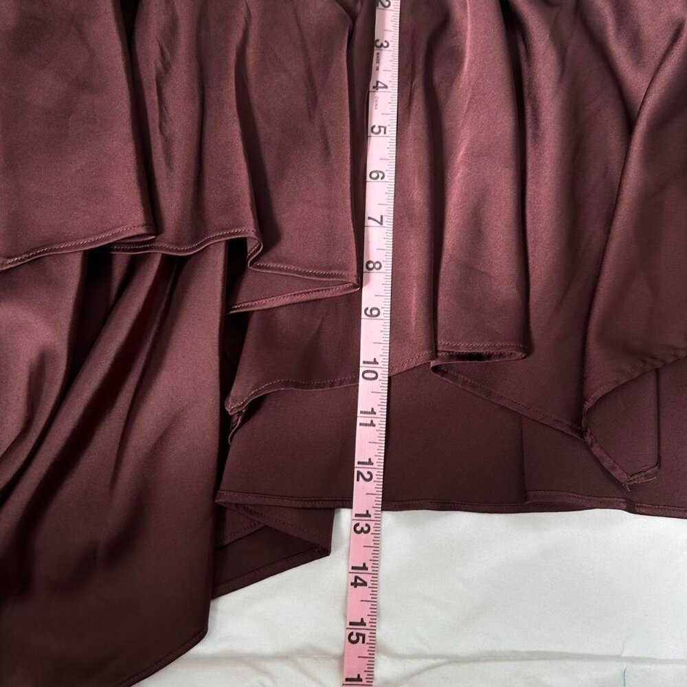Burgundy Lioness Turlington Satin ruffled asymmetrical mini skirt 🖤 - Picture 4 of 5